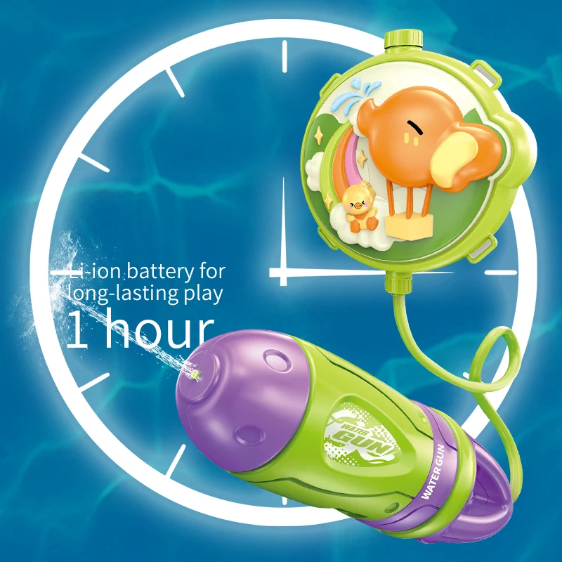 Kids Cartoon Shark Water Blaster Outdoor Party Activities Interactive Water Fight Game Plastic Spray Water Toy Gun with Backpack