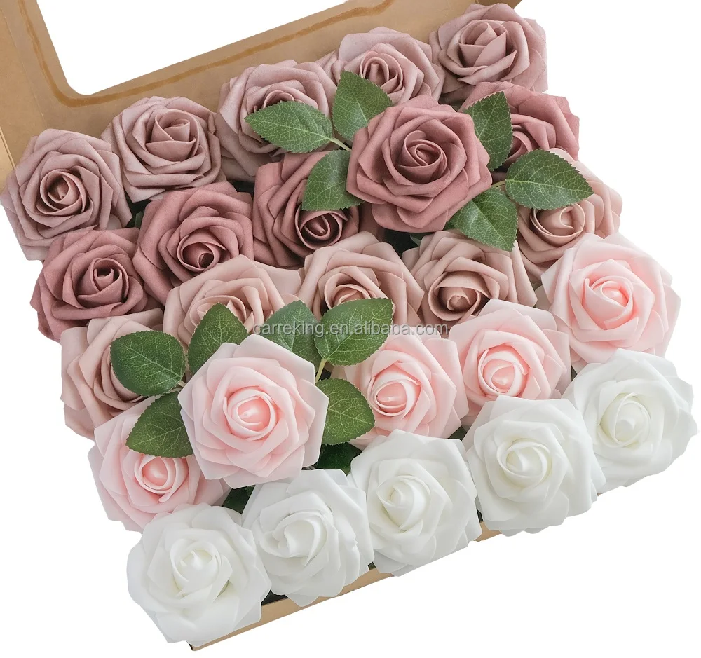 New Products Artificial Flowers Shades Of Dusty Rose Flower With Stems For DIY Wedding Bouquets Centerpieces Baby Shower Party