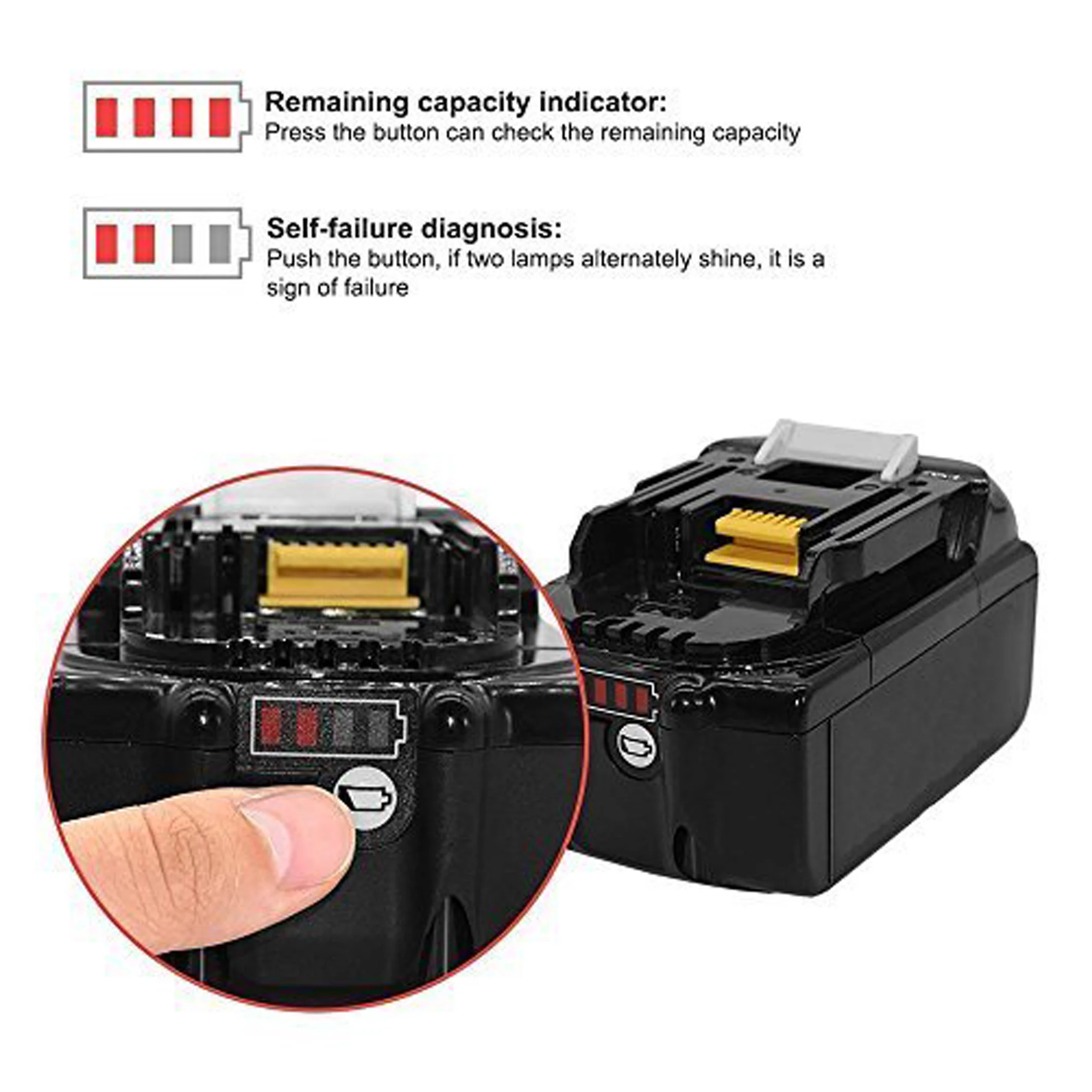 Rechargeable 18V 6000MAH Lithium ion Battery  Bl1840 Bl1850  Bl1860 Power Tools Battery Pack Replacement Makita Battery 18V