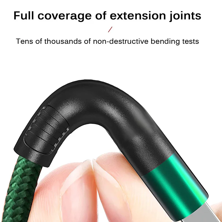 1M 2M Fast Charging Mobile Phone Cable Cord Nylon Braided 66W QC 3.0 Type C USB Data Cable