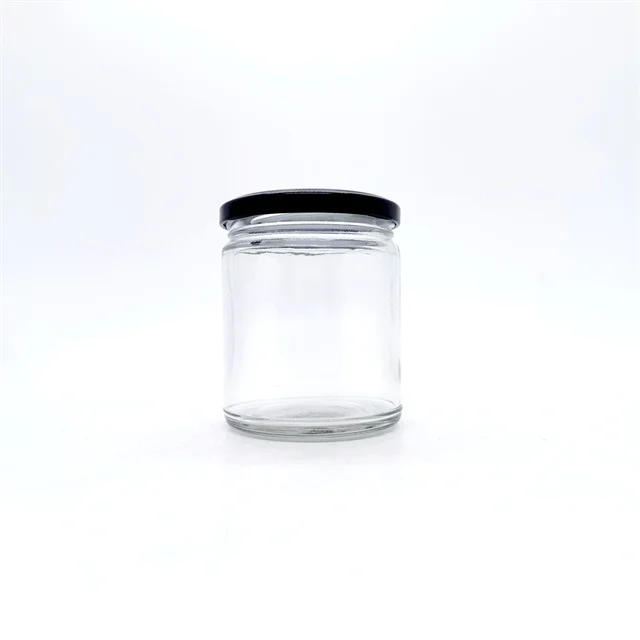 8 oz 6 oz 9 oz 270 ml 175ml clear Wide Mouth Round Food Grade Storage Jam Sauce Canned Pickle Glass Honey Jar With Metal Lids