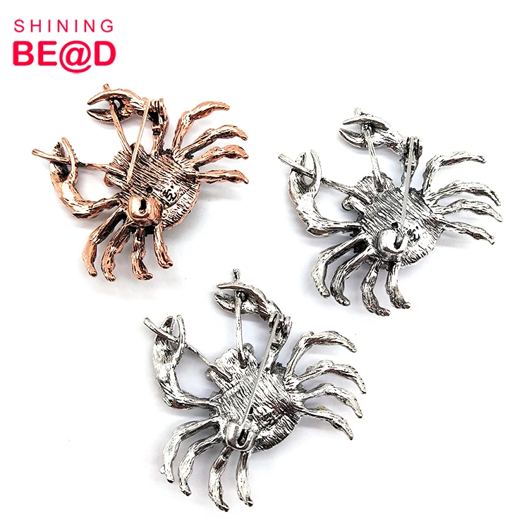Wholesale Cute Cartoon Crab Crystal Rhinestone Animal Brooch Pins For Women Jewelry Accessories,Custom Brooch