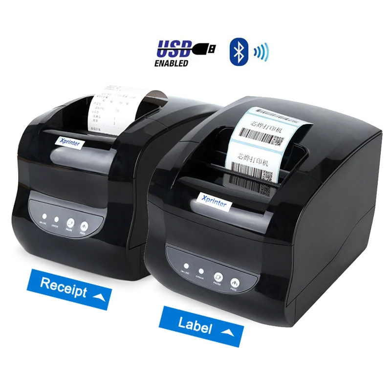 Xprinter XP-365B 20-80 мм настольный компьютер этикетки штрих-кода принтер тепловой квитанция-принтер