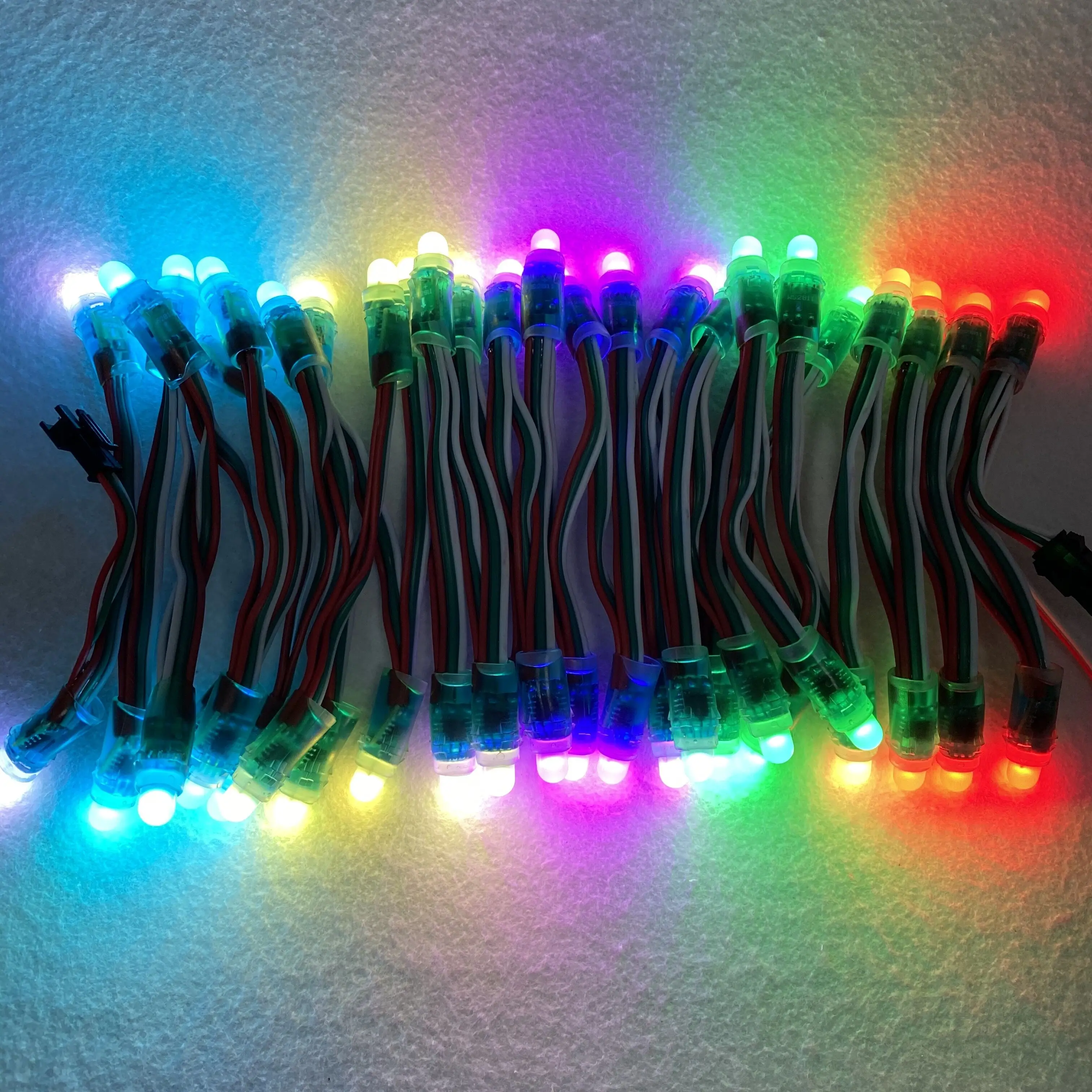 DC5V 50nodes/string 3inches(7.6cm) spacing WS2811 addreable LED pixel string light,IP68;RGB full color;24AWG wire