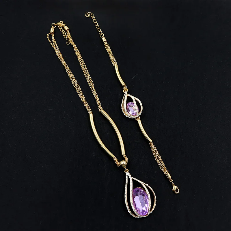 New fashion fine jewelry 925 sterling silver 18k gold plated custom chain heart necklaces earings set for women