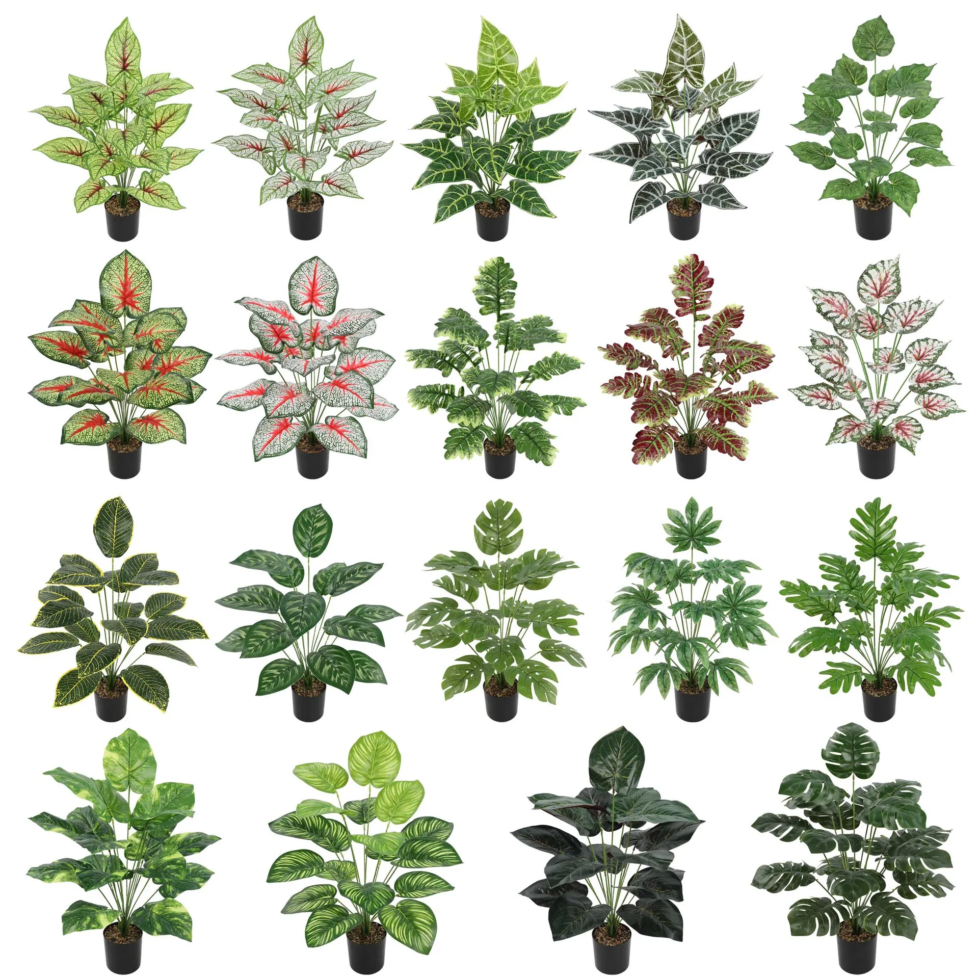 Mydays Simulation Greenery Leaves Plant Fake Flower Pot Artificial Green Plant Realistic Artificial Plants with Pots