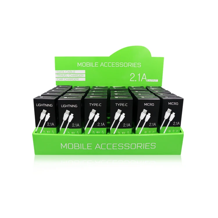 
mini small box packing PVC premium usb fast data charging cables display set for all Phone type-c micro phone charger 