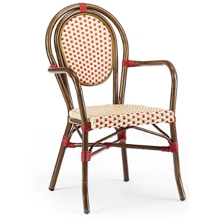 French style aluminum in bamboo look bistro cafe chair