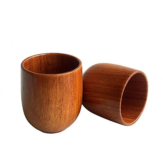 Factory direct can customized logo vintage wood grain Big belly wooden coffee tea cup Jujube wooden coffee cup