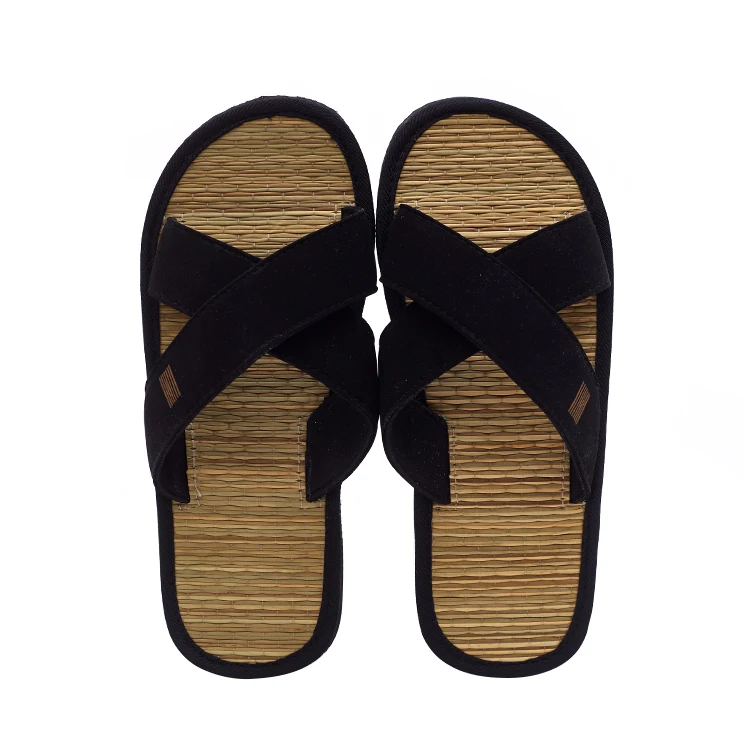 Custom Sample Woven Straw Mat Bamboo Flip Flop Hotel Jute Flip Flops Slipper For Spa