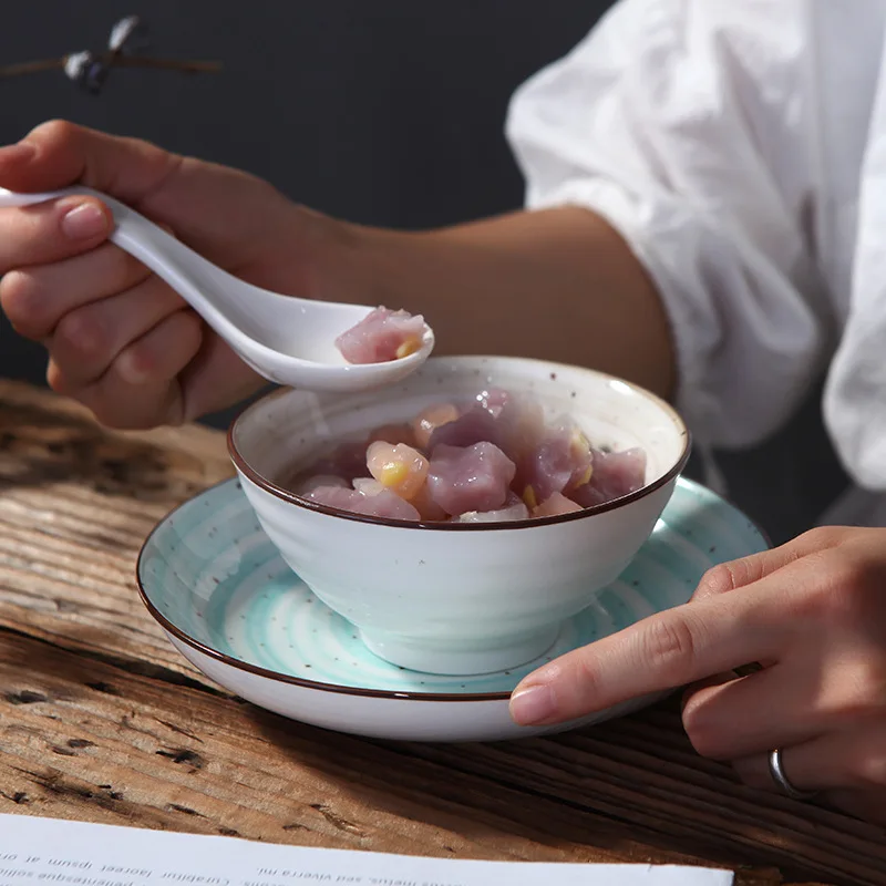 Creative Rice Household Noodle Bowl Japanese Style Tableware Dish Suit Hand Painted Ceramic Fruit Salad Soup Bowl