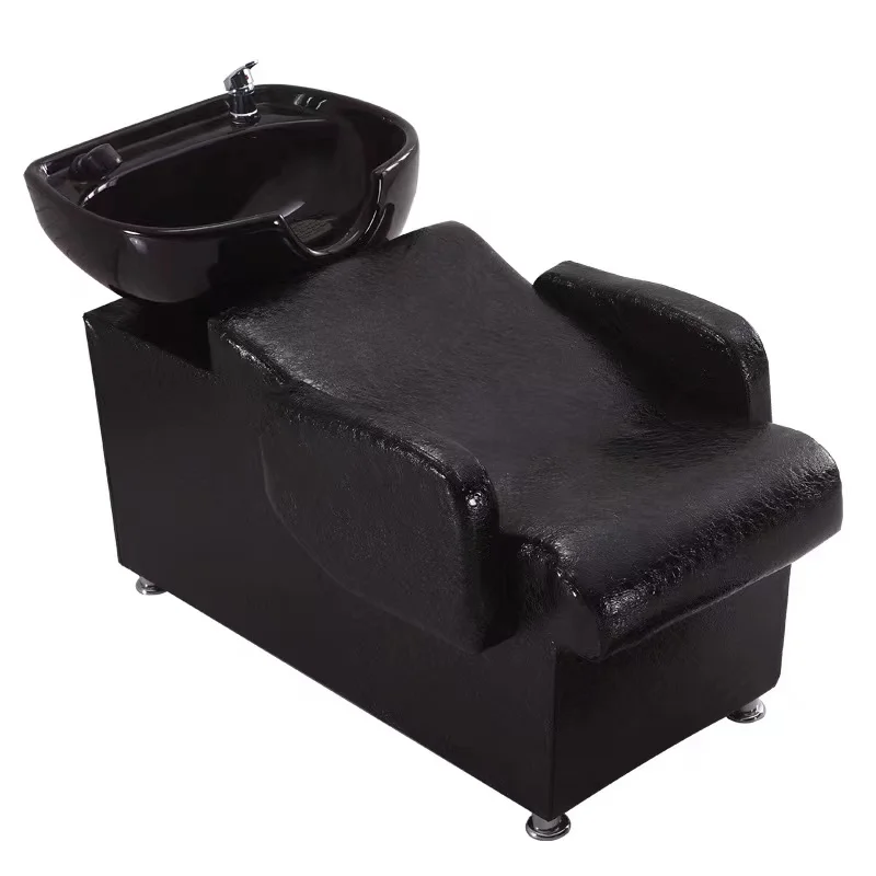 Best selling PU leather black  hair washing shampoo chair beauty salon furniture
