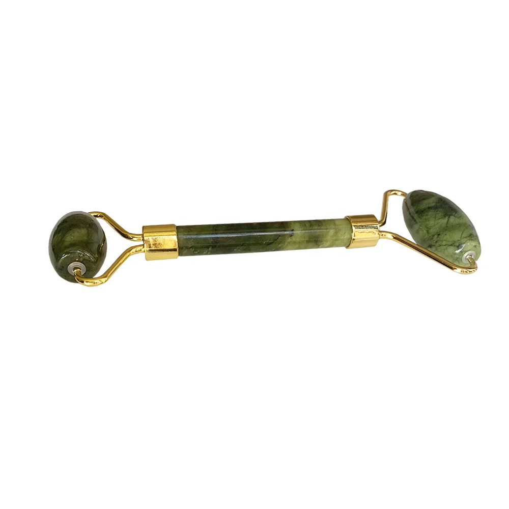 Skincare Tool custom natural crystal face green xiuyan jade roller antipuffiness