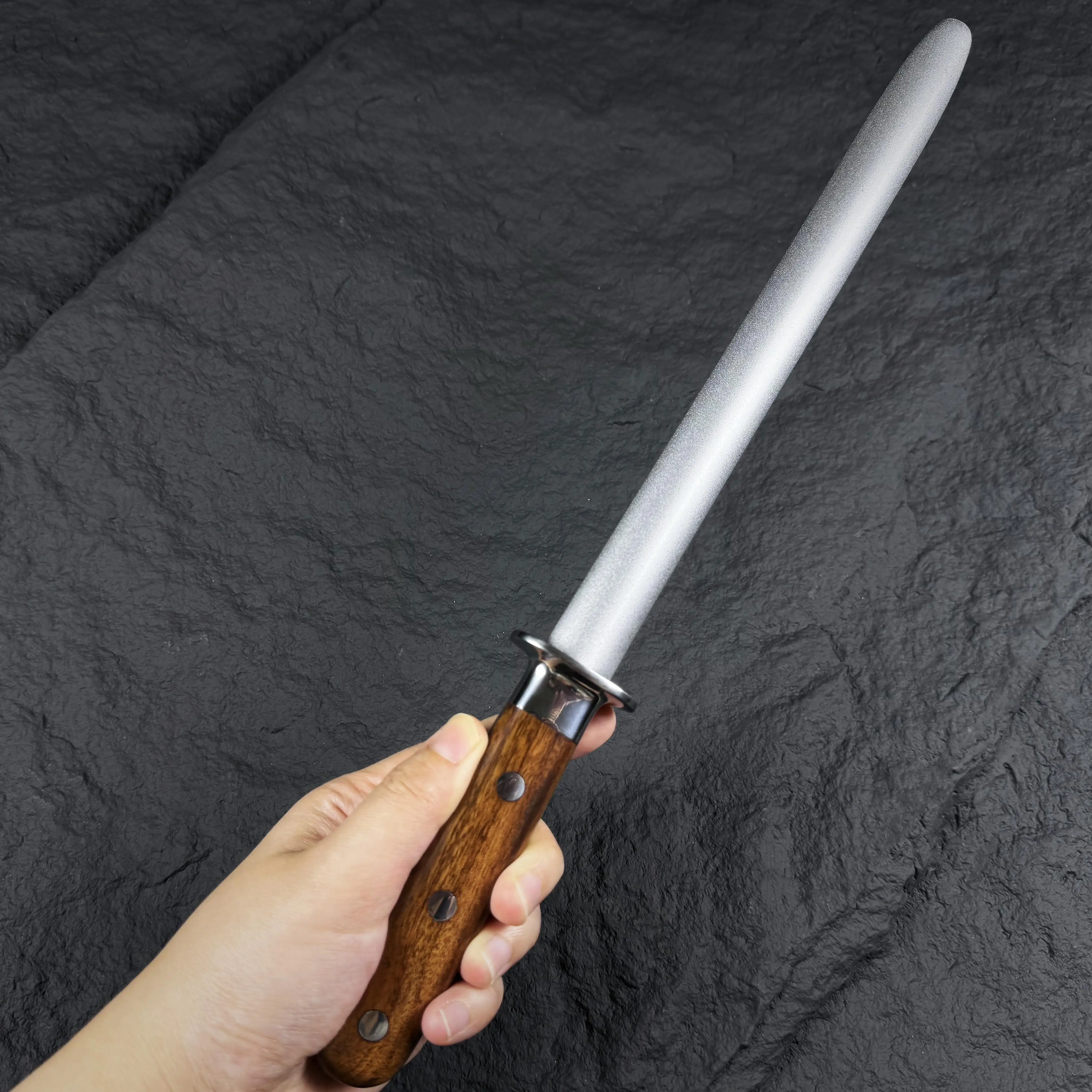 9 Inch Carbon Steel Sharpeners Diamond Powder Knife Sharpener Rod Professional Honing Steel for Master Chef Knife Accessories