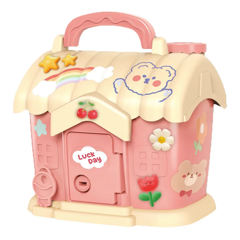 2024 New Design Cartoon Cute Cabin Savings Money Box Kids Multi Function Digital Coin Cash Saving Toys For Children Gift