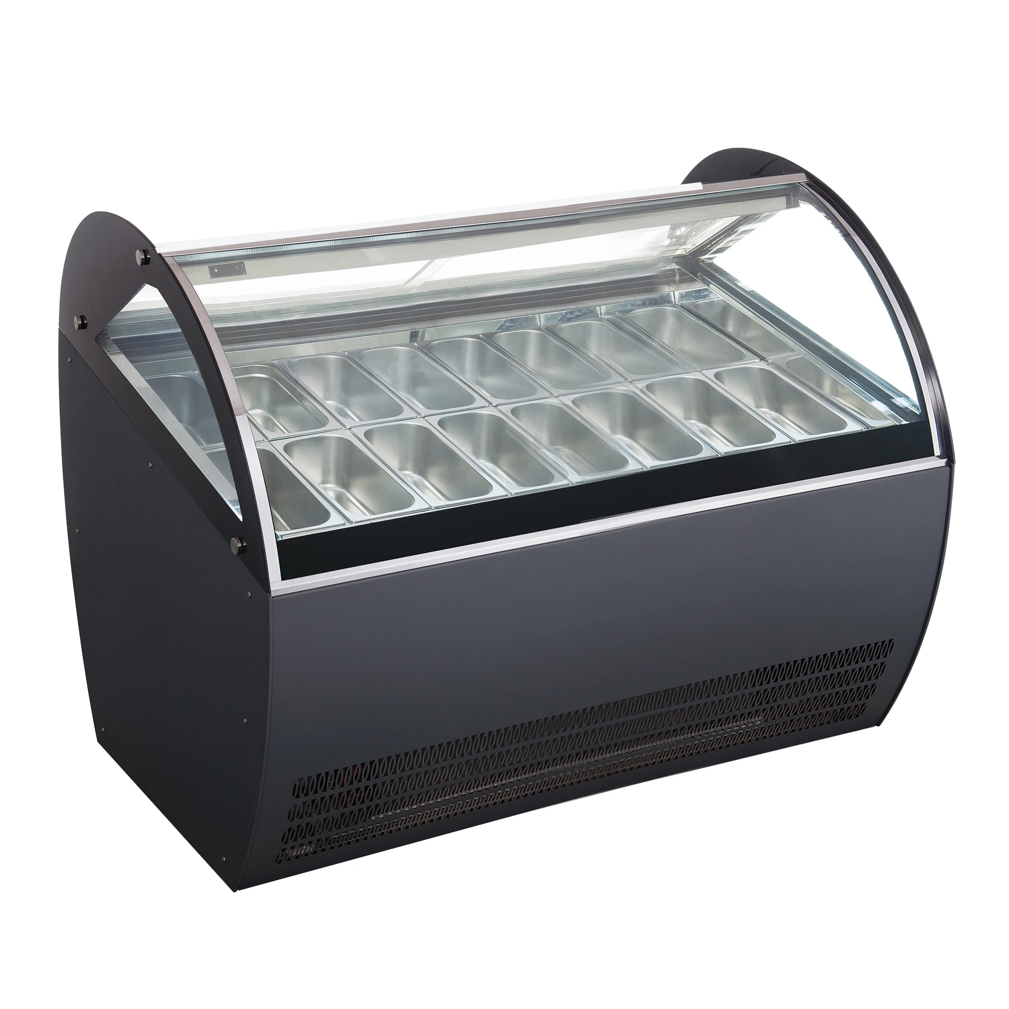 Factory Supply 220V Ice Cream Display Counter Freezer Quality 24Pans Ice Cream Showcase Refrigerator