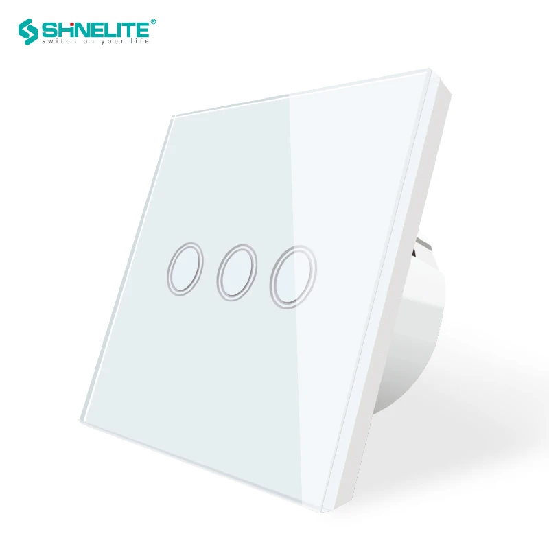 Shinelite Crystal Glass Panel Touch Tuya 3 Gang Smart WIFI Switch