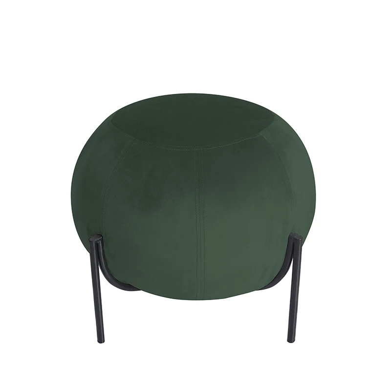 modern Green upholstered foot stool round velvet stools