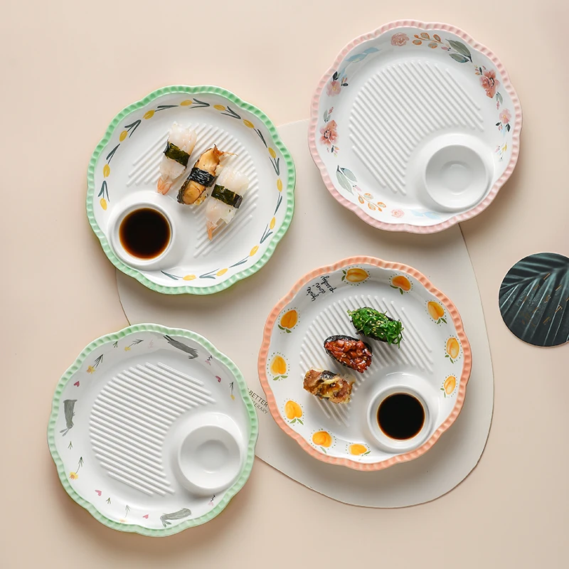 Household Dumpling Plate Ceramic Tableware Vinegar Sushi Dishes