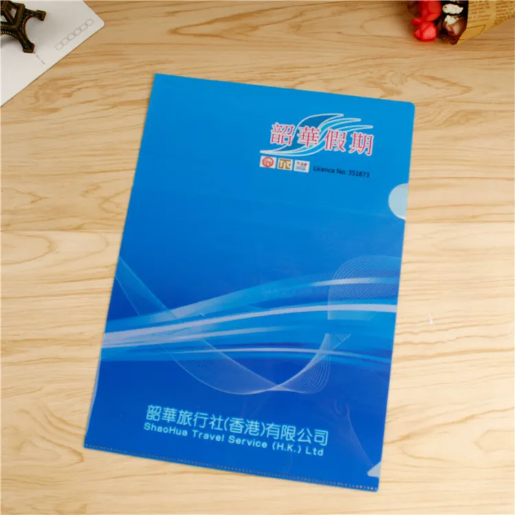 L-Type Customized Design Print LOGO A4 Document PP Plastic File Folders Sheet Protector