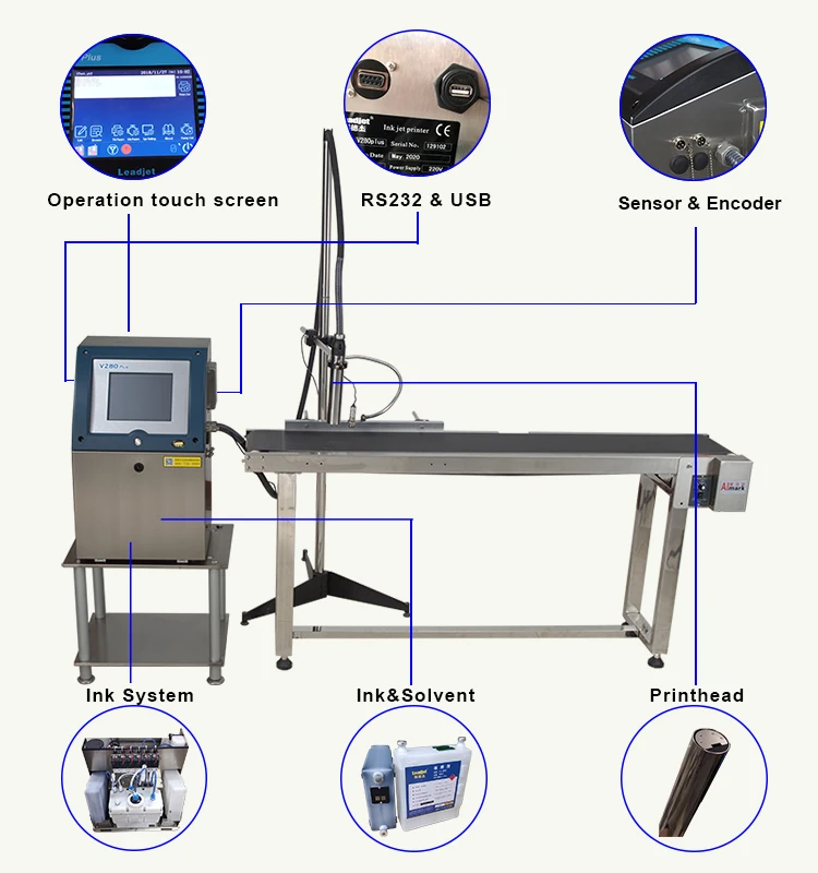 V280Plus непрерывный струйный принтер CIJ струйная печатная машина для трубопровода кабеля