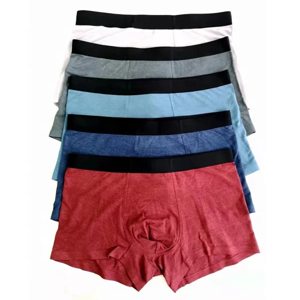 
Underwear factory custom men long boxer briefs male bamboo underwear elastic smooth logo band underwear for man 