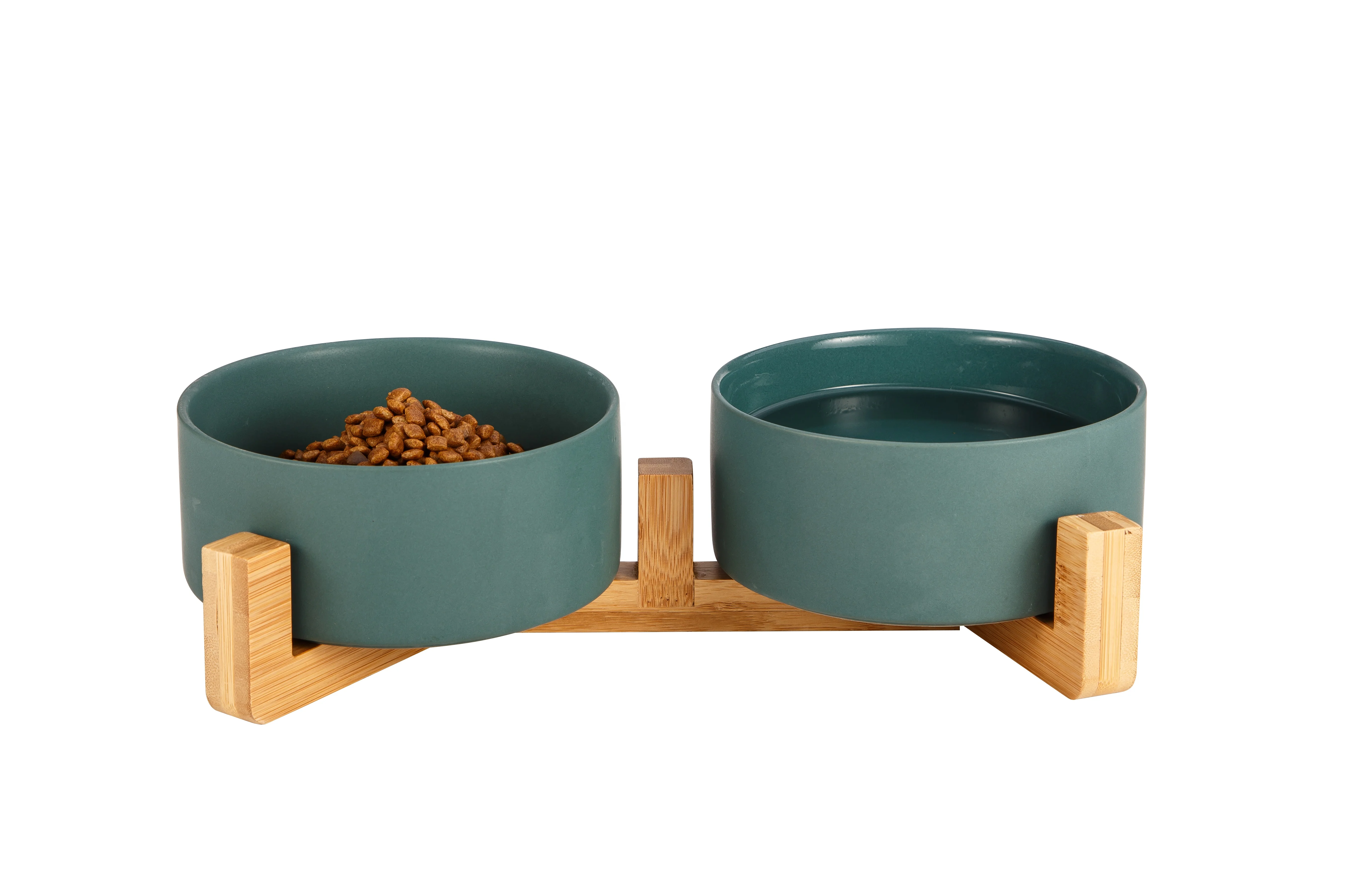 Dog Bowl Wooden Pet Stand Dogs Feeders Bowls And Ceramic Cat Food Ceramics Feeder