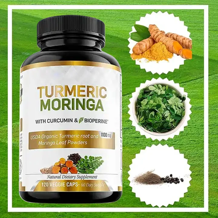Organic Curcumin Moringa Leaf Powder Black Pepper Extract Curcumin Capsules High Quality Joint Support Supplement
