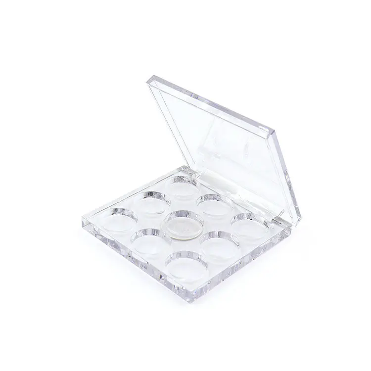 Popular Eye Shadow Box New Transparent Makeup Package 9 Plaid Acrylic Square Eye Shadow Box