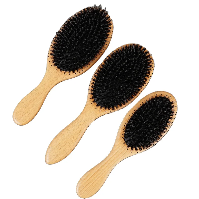 No Plastic Natural Bamboo Wood Hair Brush Scalp Massage Engraved Laser Logo Sustainable Paddle Massage Comb
