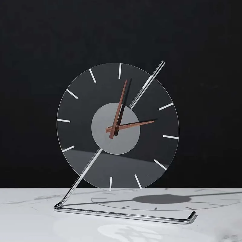Simple Modern Acrylic Metal Clock for Bedroom Living Room Clock Ornaments