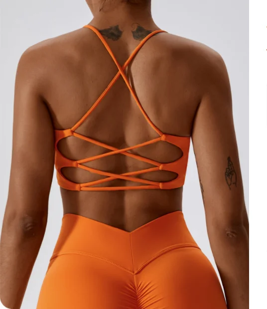 Customize  logo Summer Cross strap bra  for sports  Beauty Back Yoga Tank Top custom bodybuilding stringer vest