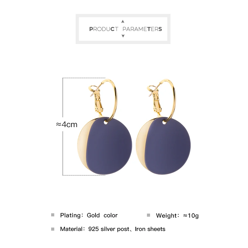 de980164 Geometric Green Grey Black Red Round Iron Sheets Women Custom Gold Plated Hoop Earrings