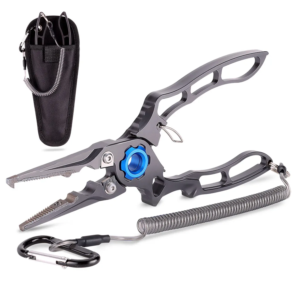 New Titanium Alloy Clamp Head Fishing Pliers Resistant Saltwater Fishing Hook Remover Gear Tools with Sheath and Lanyard