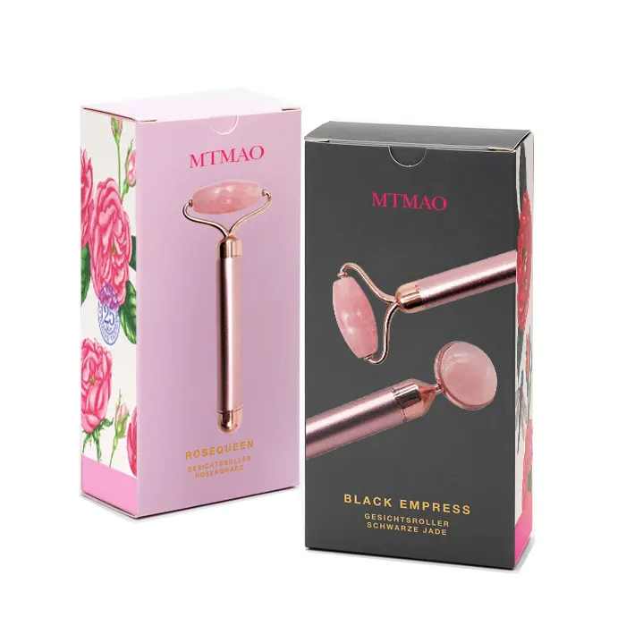 White paper boxes Jade Roller Thin Face massager Slim Facial Green Stone packaging Flip magnet gift box with custom logo