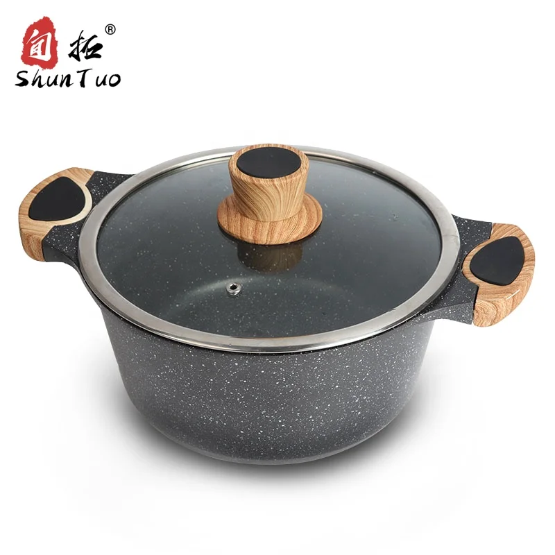 
Korean style deep granite Non Stick Casserole clay ceramic stew pot with Glass Lid Stock pot 