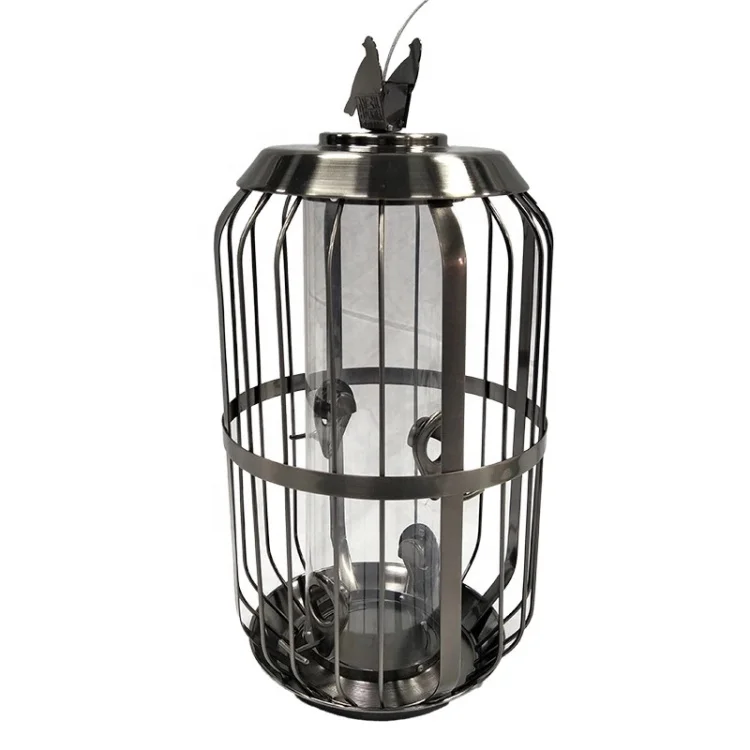  2021 Nickle Plating Metal Cage Hanging Decoration Bird Feeder For Outdoor Wild Birds Food