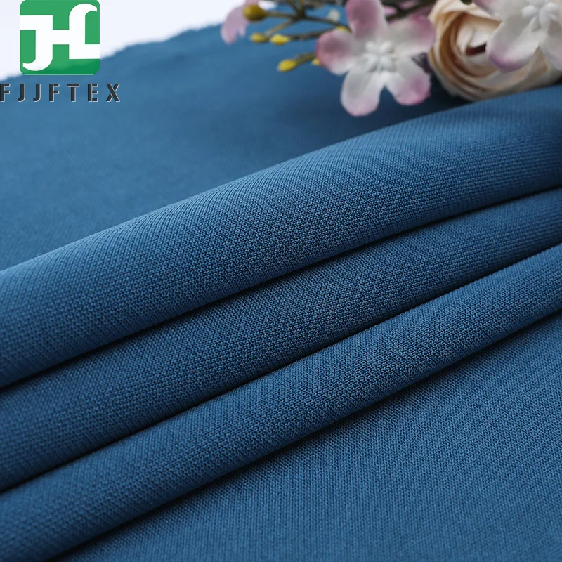 Free Sample Solid 100% Polyester interweave fabric Blue 250gsm 180cm roma jersey fabric