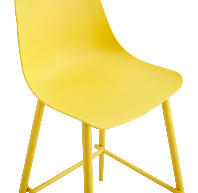 high quality modern cafe breakfast home furniture kitchen sillas bar stool yellow plastic counter height chair with metal legs