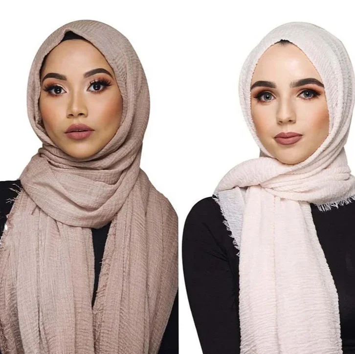 Wholesale New Arrival Hot Products Fashion Style Fantastic Admirable Plain Color Wholesale Crinkle Cotton Hijab