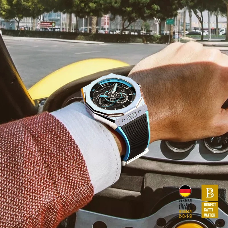 2020 New luxury Top Brand Leather Casual Men Sport Waterproof Clock Black wristwatches