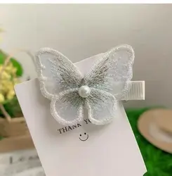 BELLEGIRL wholesale Korean style INS butterfly bow pearl Three-dimensional bow hair clips bow women duckbill bobby pins