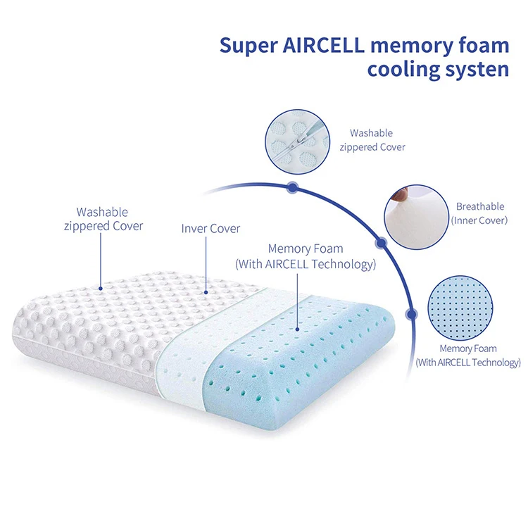 Comfortably Quality Sleeping Healthy Bed Bamboo Cooling 350Gsm Shredded Memory Foam Neck Pillow For Sleeping Shredded
