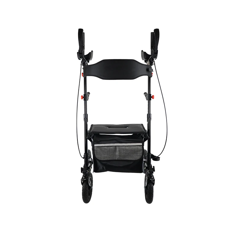 Health care portable 12 inch wheels rollator forearm walker with pu pad armrest