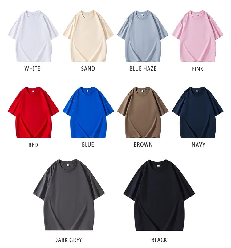High Quality 290gsm Oversized 100% Combed Cotton Knitted  T-shirt Blank T-shirts in Bulk Cotton Fashion T-shirts For Men