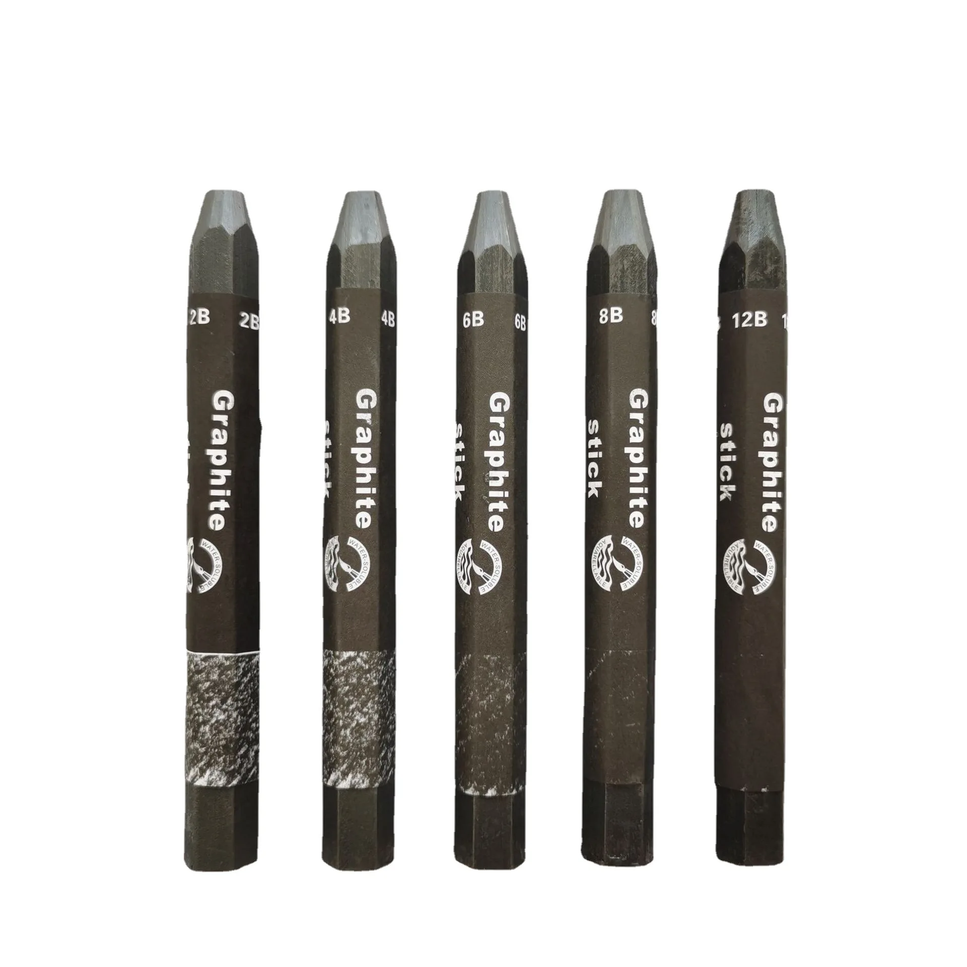 Xin Bowen Water-soluble graphite stick rod wood-free graphite pencil 2B 4B12B hexagonal rod full lead rod sketch