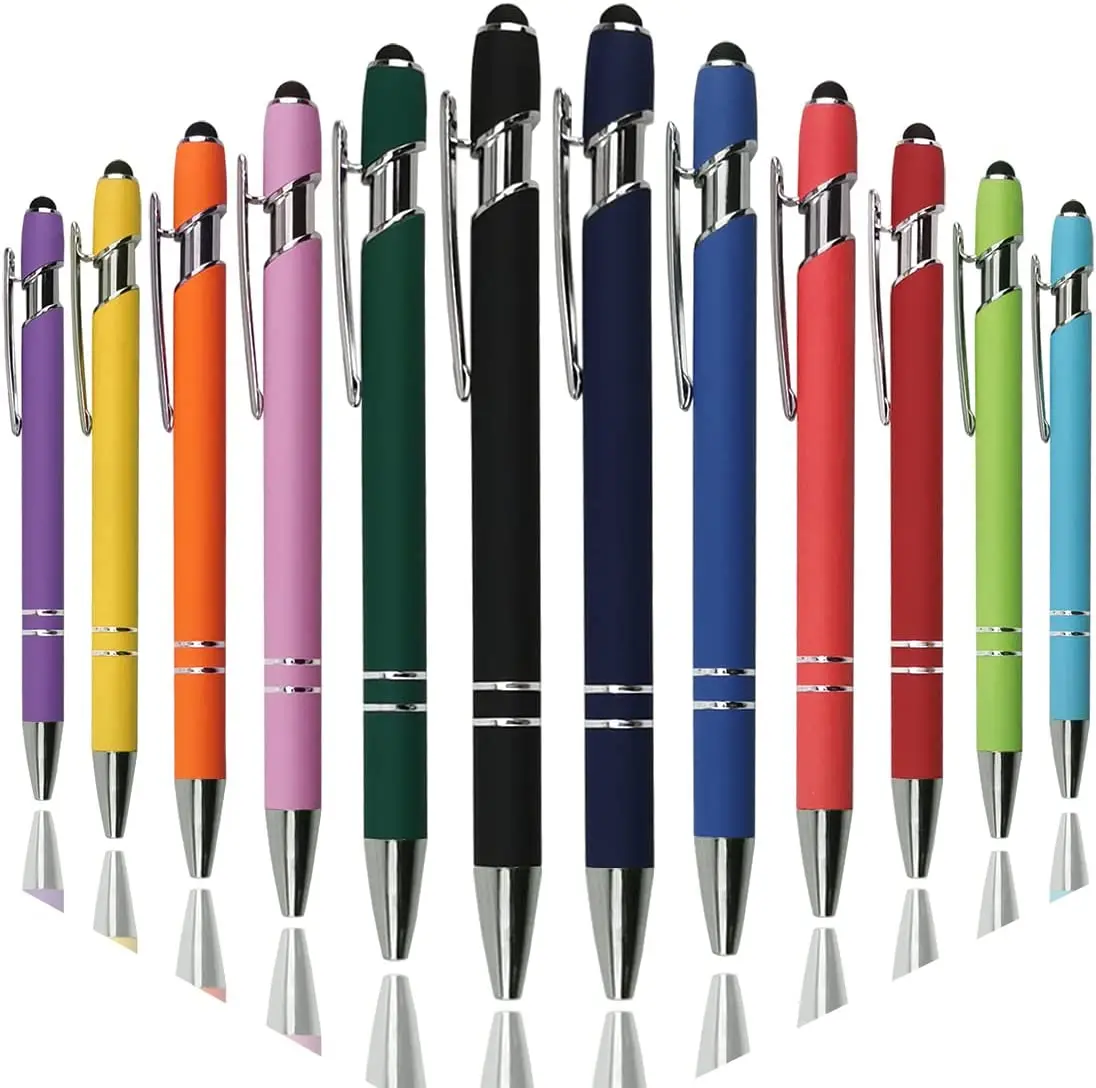 Hot Sale Ballpoint Pen with Stylus Tip, Customize Soft Touch Click Metal Pen with Multi Color