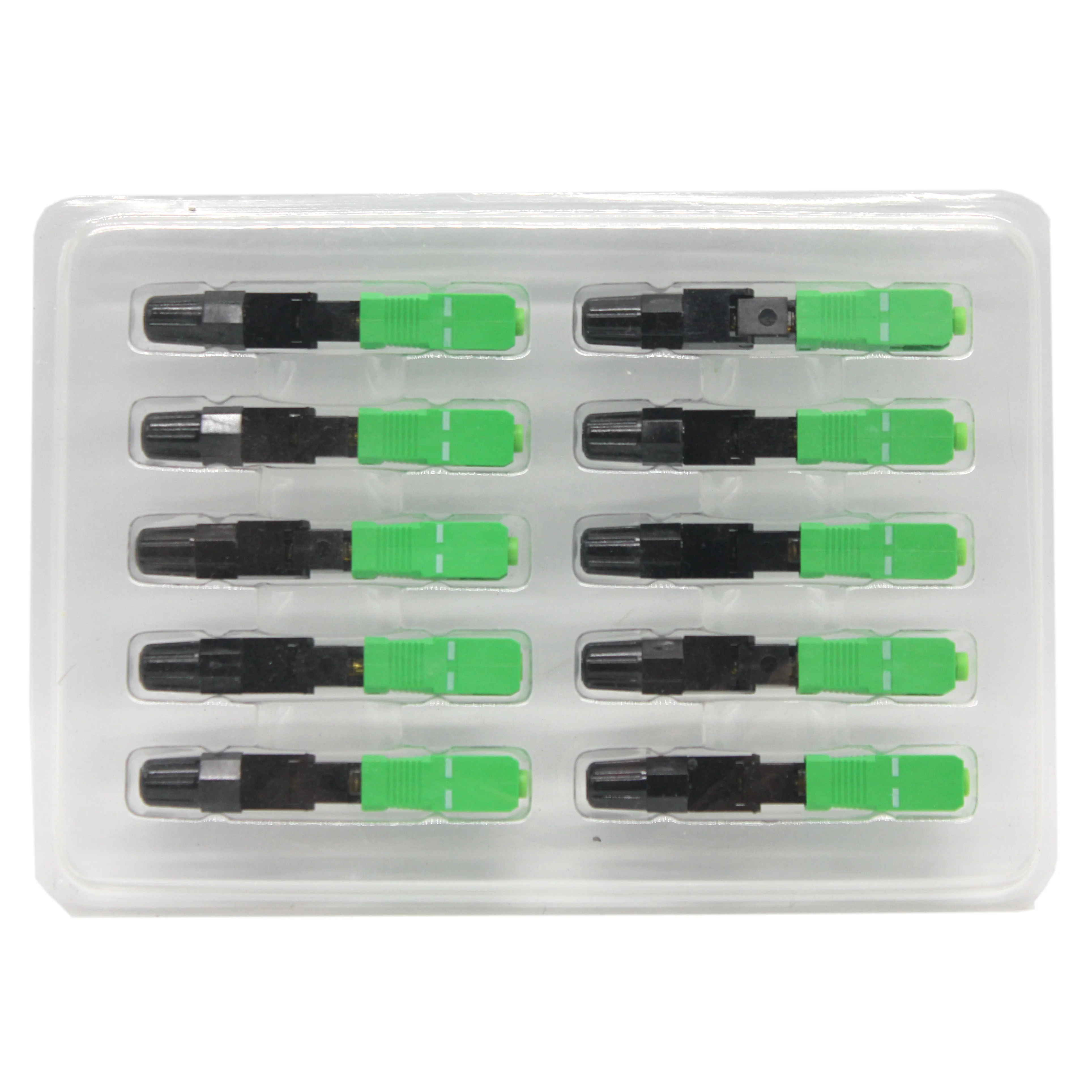 SC APC Green FTTH Drop Cable Fiber Optic Quick Fast Connector