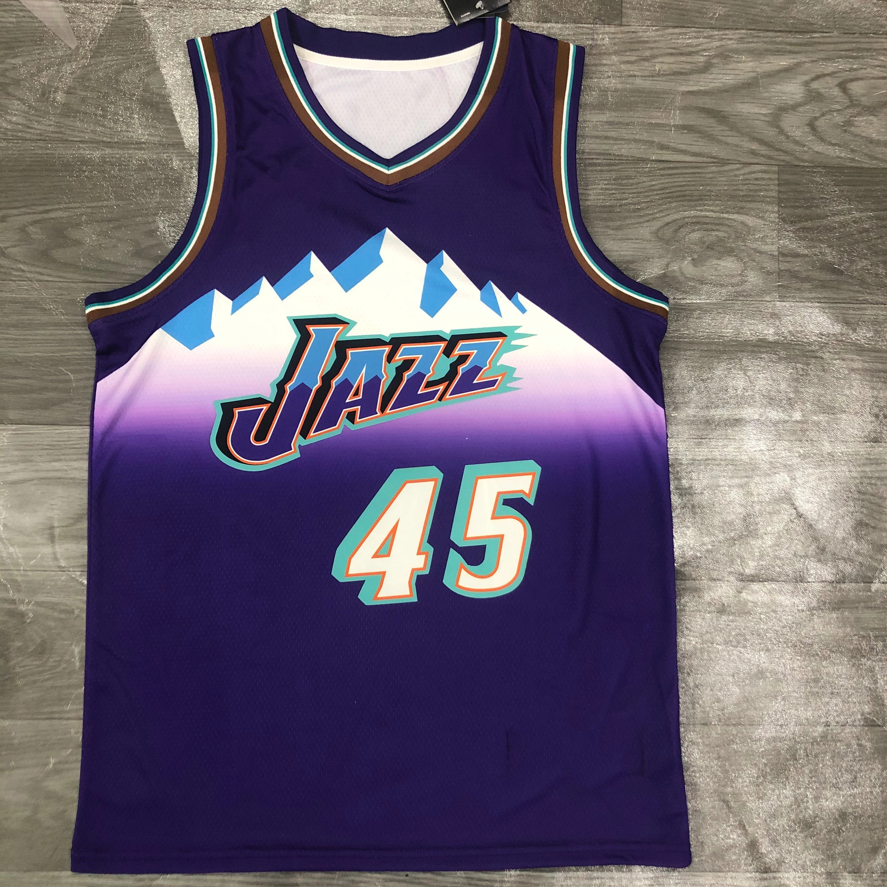 
2021 season Thailand Quality JAZZ Basketball Jersey Mitchell#45 Hot press Uniform Quick Dry t-Shirts Custom Name and Number 