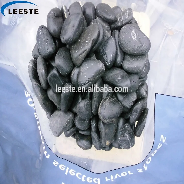 Beautiful Polished Black River Stone Garden Pathway Pebble